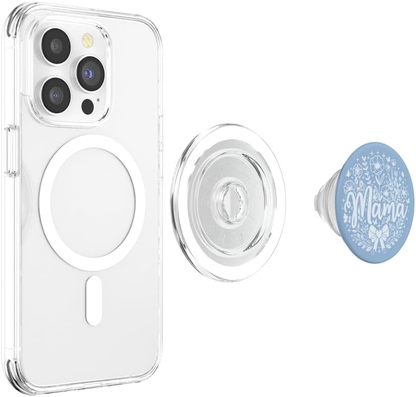 Botanical Wildflower Mama Mothers Day Gifts Co. Pastel Baby Blue Heart Mama Bow Minimalist Floral Wildflower PopSockets