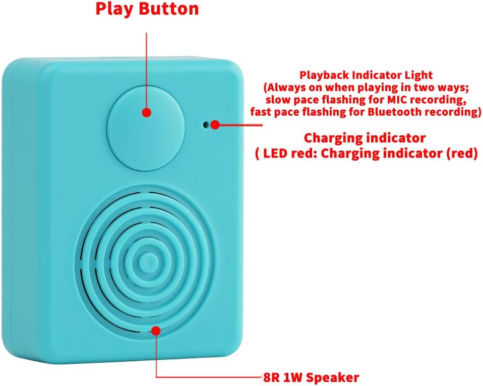 XLW Speaker,16MB Box,16 Sound Module with Voice Recorder Box, Support Bluetooth & MIC Recording Audio Min Easy Sound