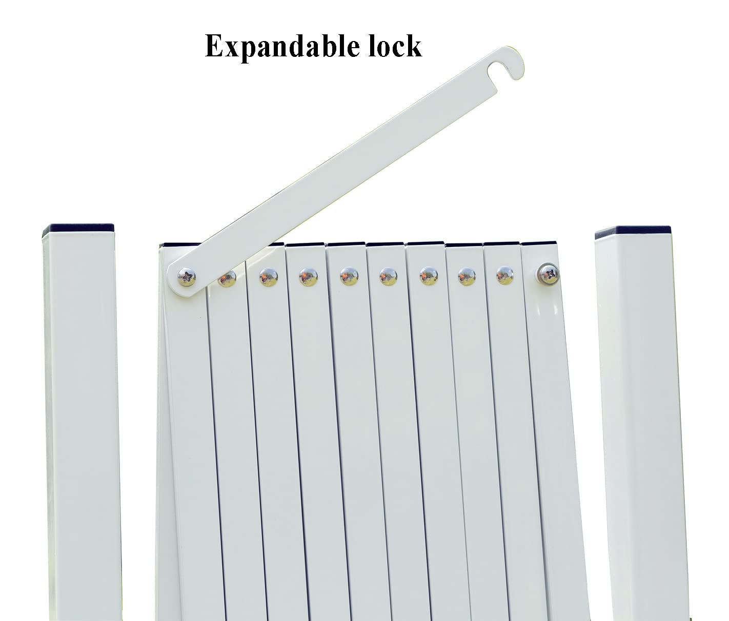 KENNISI Metal Expandable Barrier, 11 Feet, Portable Safety Barrier, Mobile Accordion Fence Outdoor for Wide Openings, Garage, Yard, Retractable Driveway Gate, 1-PC (White)