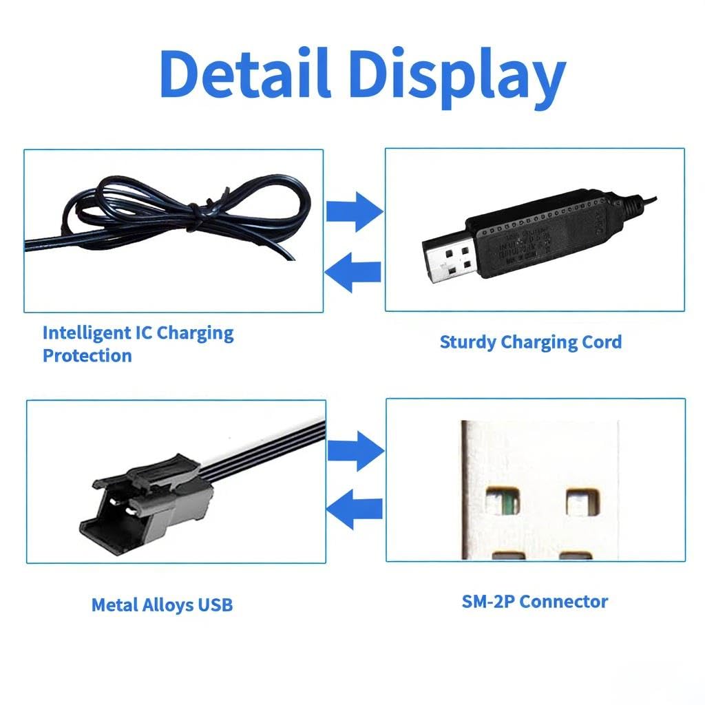 Generic 3.7V SM-2P 2 Pack RC Toy Charger Cable for Li-Po - Plug for Mini RC Cars, Boats, Trucks