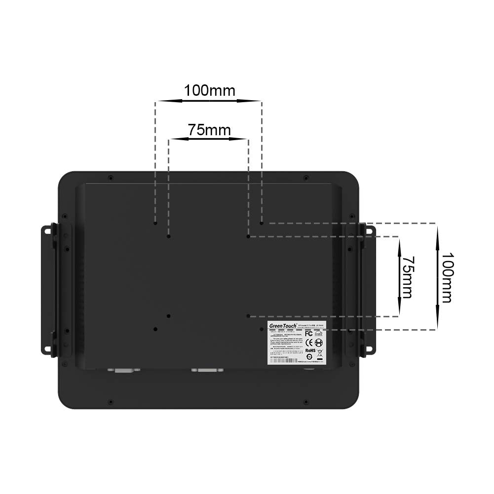 GreenTouch 10.1 inch 10 Points Front Waterproof Industrial Open Frame PCAP Touch Screen LCD Display Monitor 1280x800 Black
