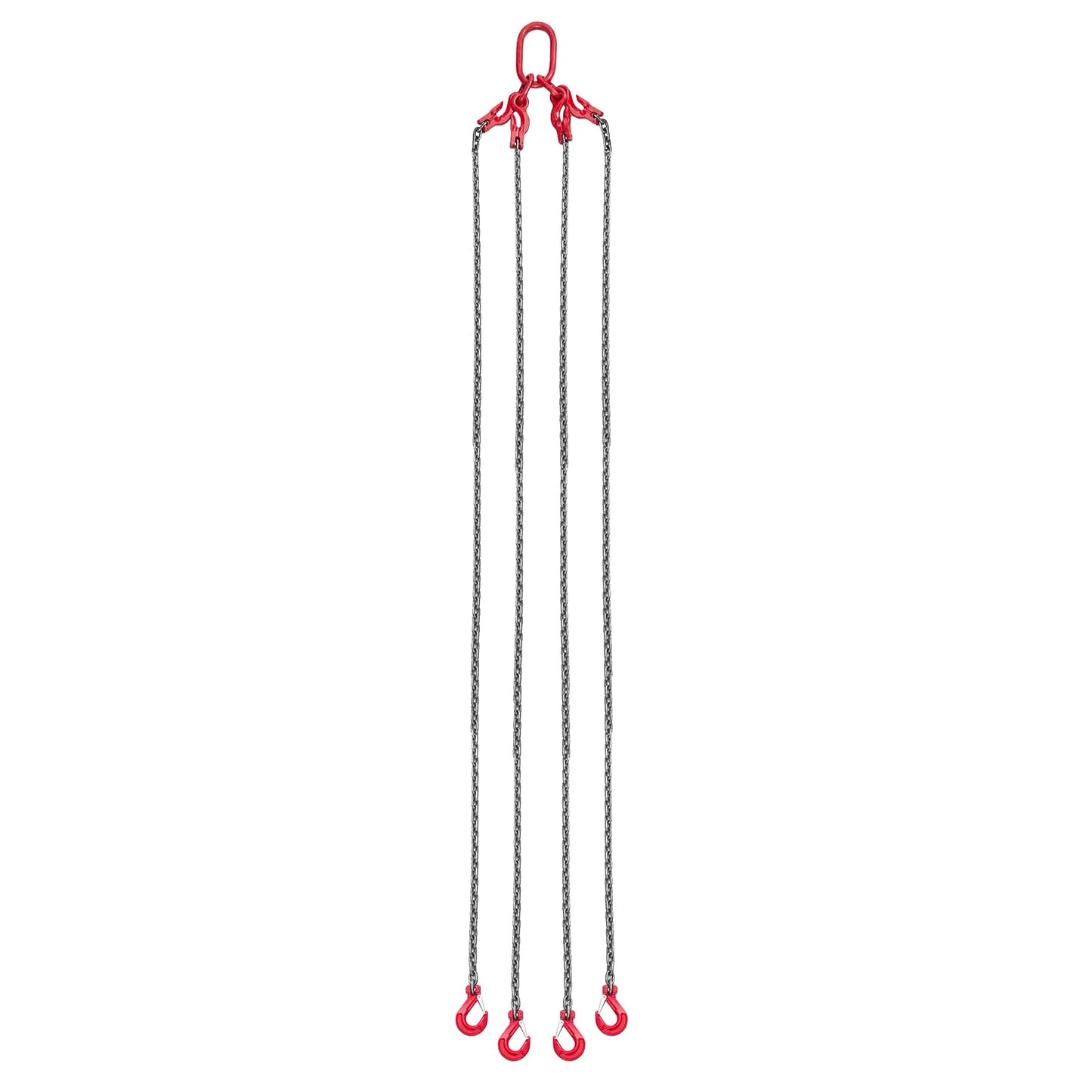 VEVOR Chain Sling, 3/8 in x 10 ft Lifting Chains with 4 Leg Grab Hooks, Heavy Duty G80 Alloy Steel Lifting Sling, 22900LBS Capacity, Adjustable Engine Chain Hoist Lifts for Cargo Security Towing