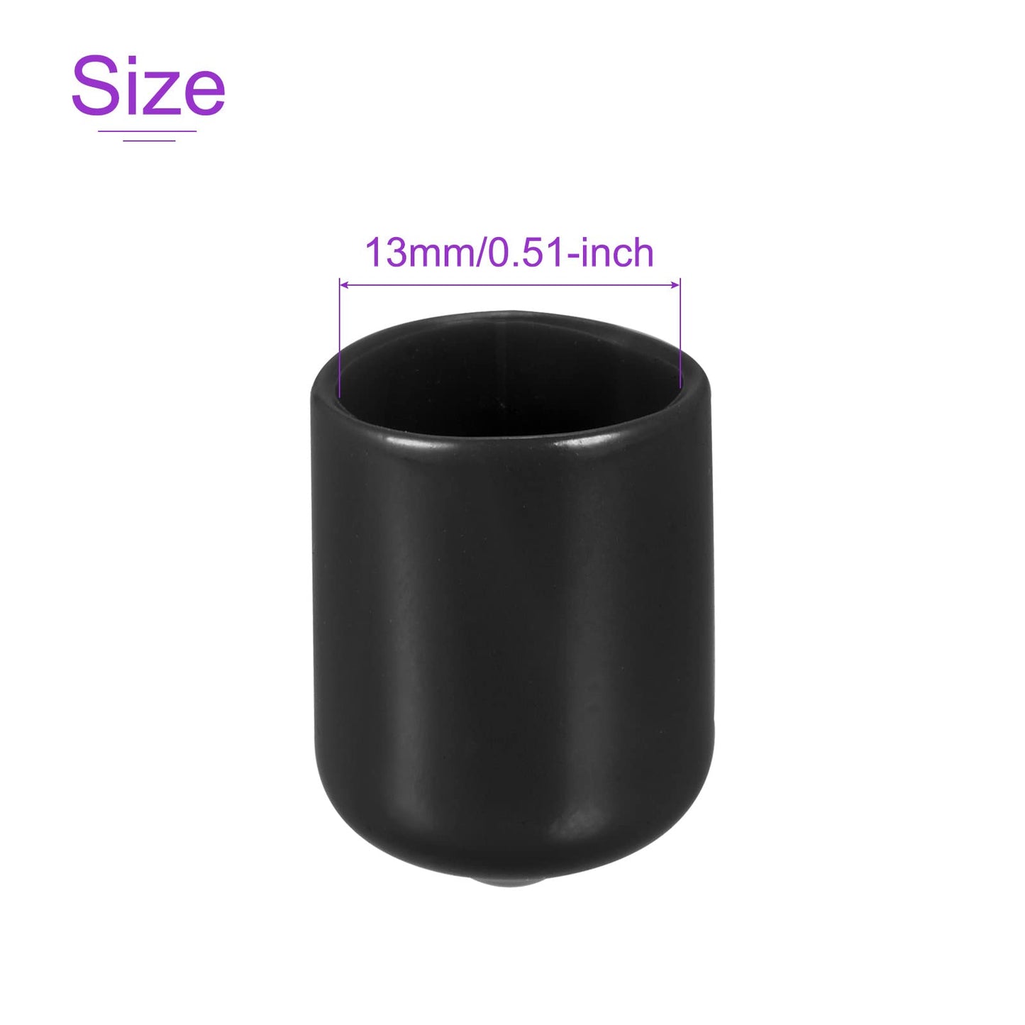 DMiotech 20 Pack 1/2" ID Black Screw Thread Protectors Rubber End Caps Bolt Covers for Screw Bolt Furniture Pipe