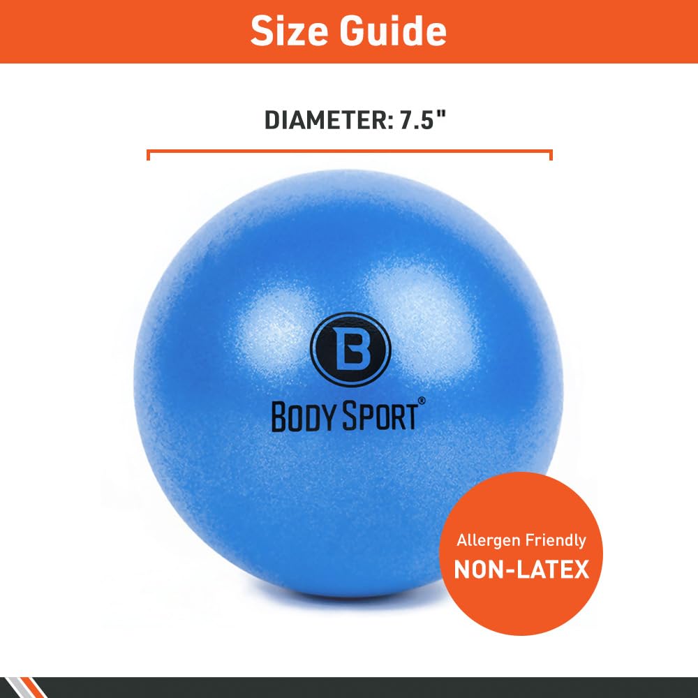 Body Sport Core Fitness, Yoga and Pilates, Excercise Fusion Ball, Core Training, Physical Therapy, Balance, Stability, Stretching, Improve Health, Non-Latex, 7.5" Diameter