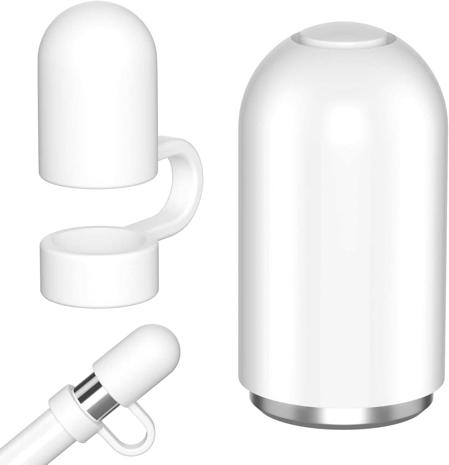 APETOO 1st 2-Pack 10 9 8 7 Magnetic Replacement Cap with Silicone Cap Holder for Apple Pencil Gen, for Apple Pen End