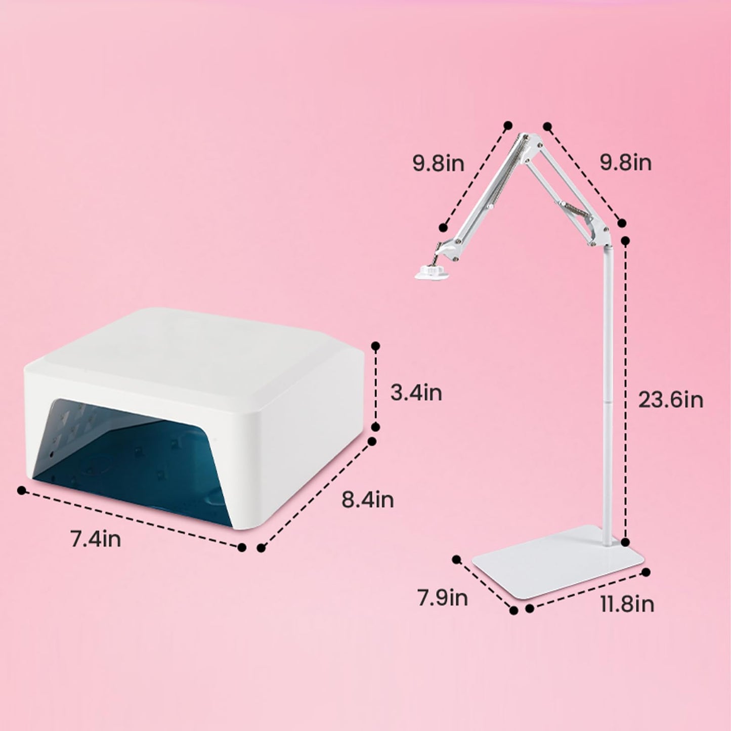 DLITISH UV Foot Lamp with Stand, 78W Hanging Pedicure Lamp, Cordless UV Light for Feet with Sensor, LED Nail Light on an Arm, Wireless Gel Nail Polish Curing for Nails (Whole Floor Lamp)
