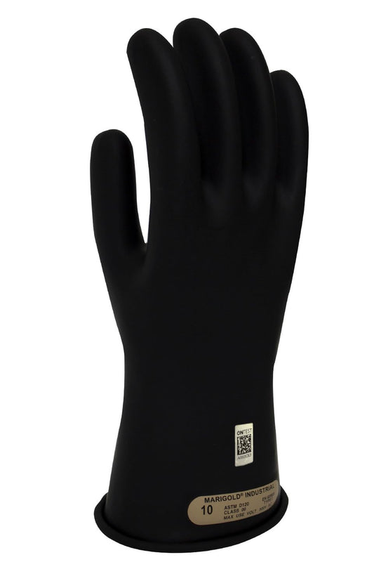 Enespro Class 00 Electrical Gloves 500V AC / 750V DC Black Insulated Rubber Gloves, 11” Electrical Safety Gloves for Linemen, and Utility Workers, Size 8