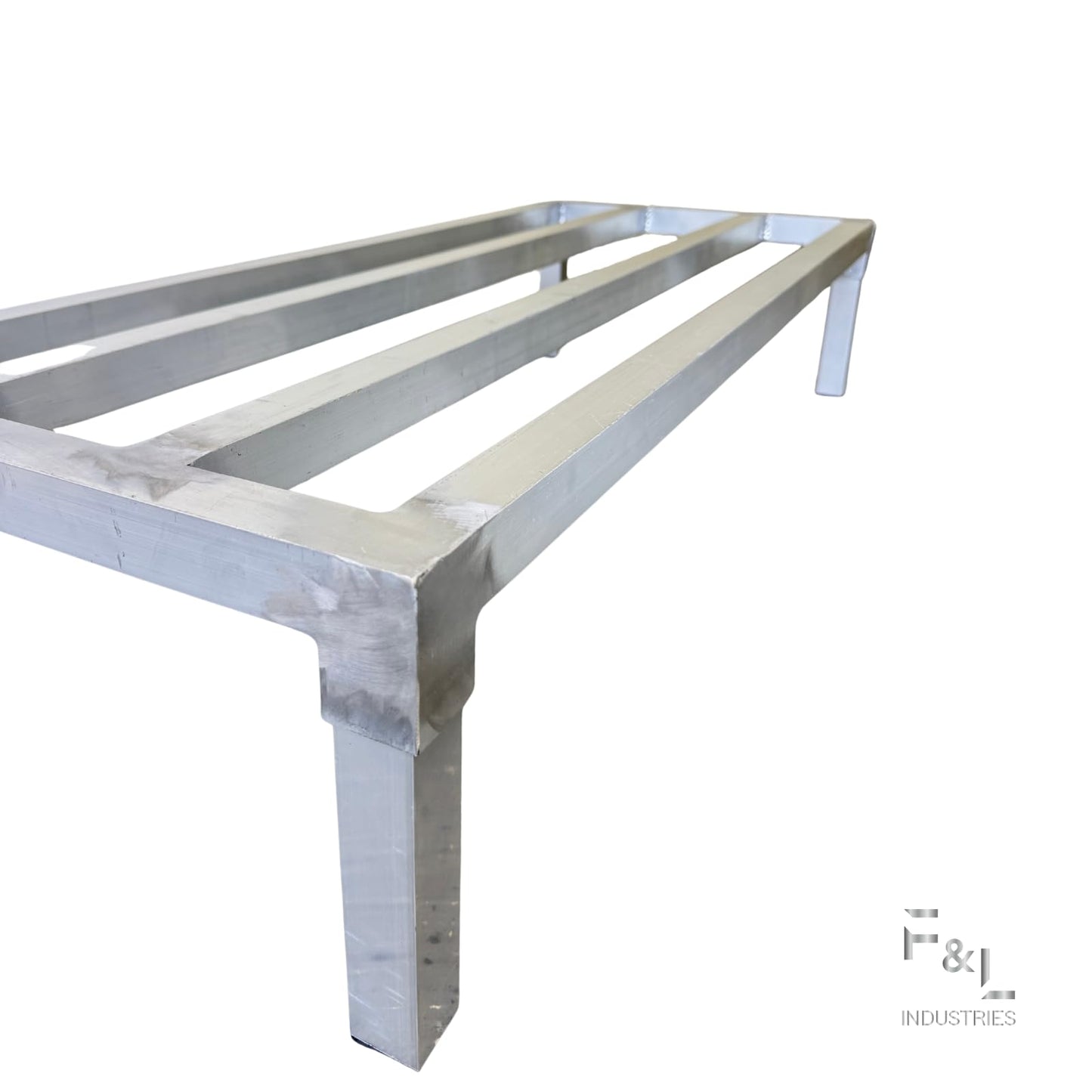 F&L Heavy-Duty Aluminum Dunnage Rack – 1850 lb Capacity, All-Welded Aluminum Storage Platform Designed for Warehouses, Restaurants, Retail Backrooms, and Industrial Use (24"x14"x8")