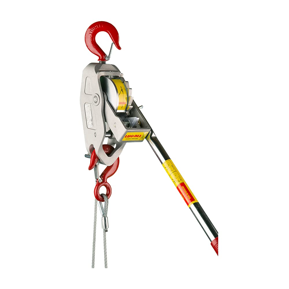 Lug-All 3000-10 Industrial-Grade Cable Come Along Ratchet Winch Hoist Featuring Double or Single Line Lift Capabilities With 1 1/2 Ton Capacity