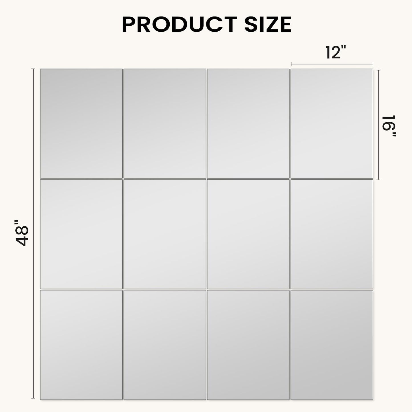 VASUHOME Large Mirror Tiles 16"x12" (12 Pack), Full Length Wall Mirrors for Home Gym, Garage, Bedroom, Living Room, Door – HD Reflection, Easy DIY Installation