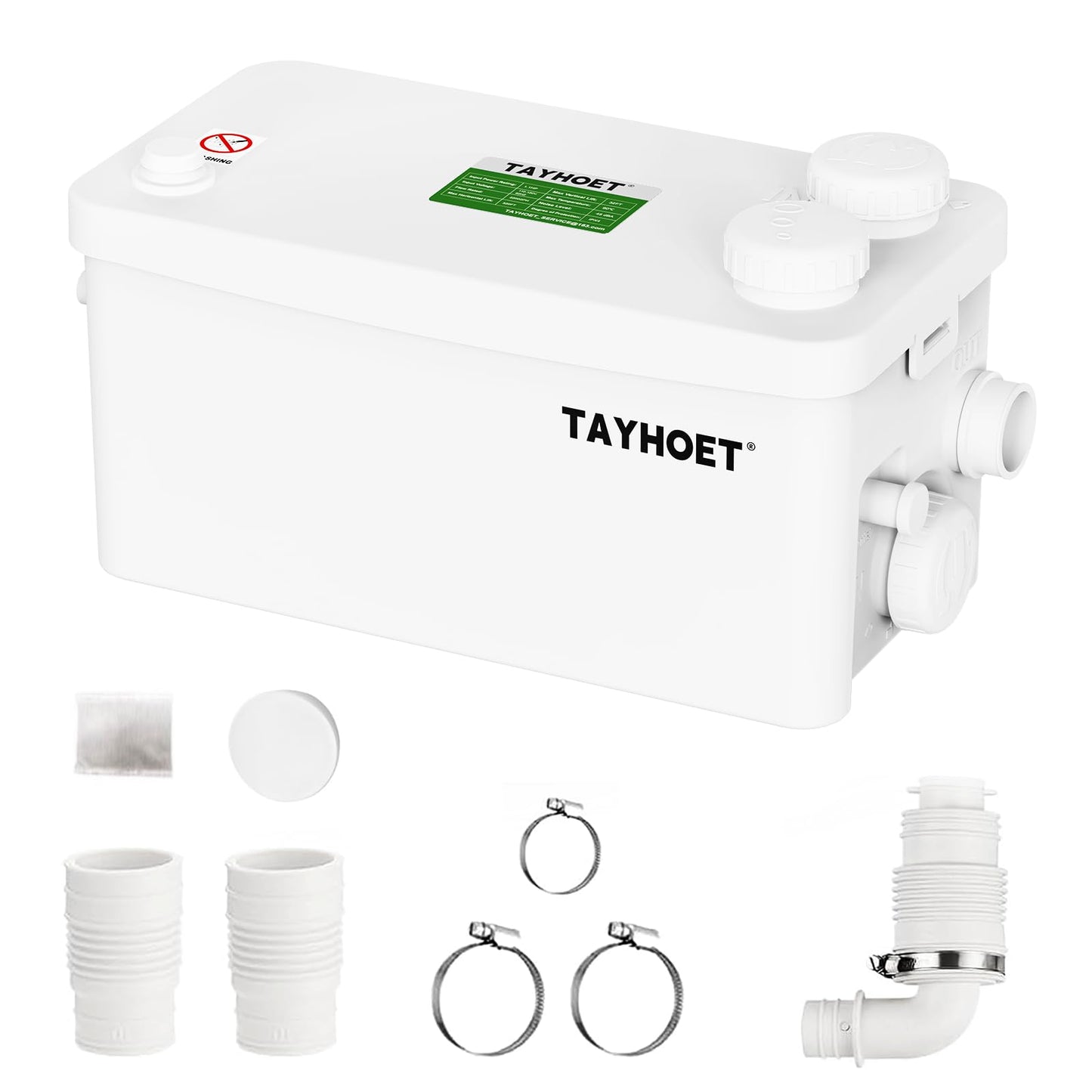 1.1HP Utility Sink Pump, 800W Macerator Pump with 3 Upgraded Inlets for Basement, Kitchen, Sink, Shower, Bathtub, Laundry