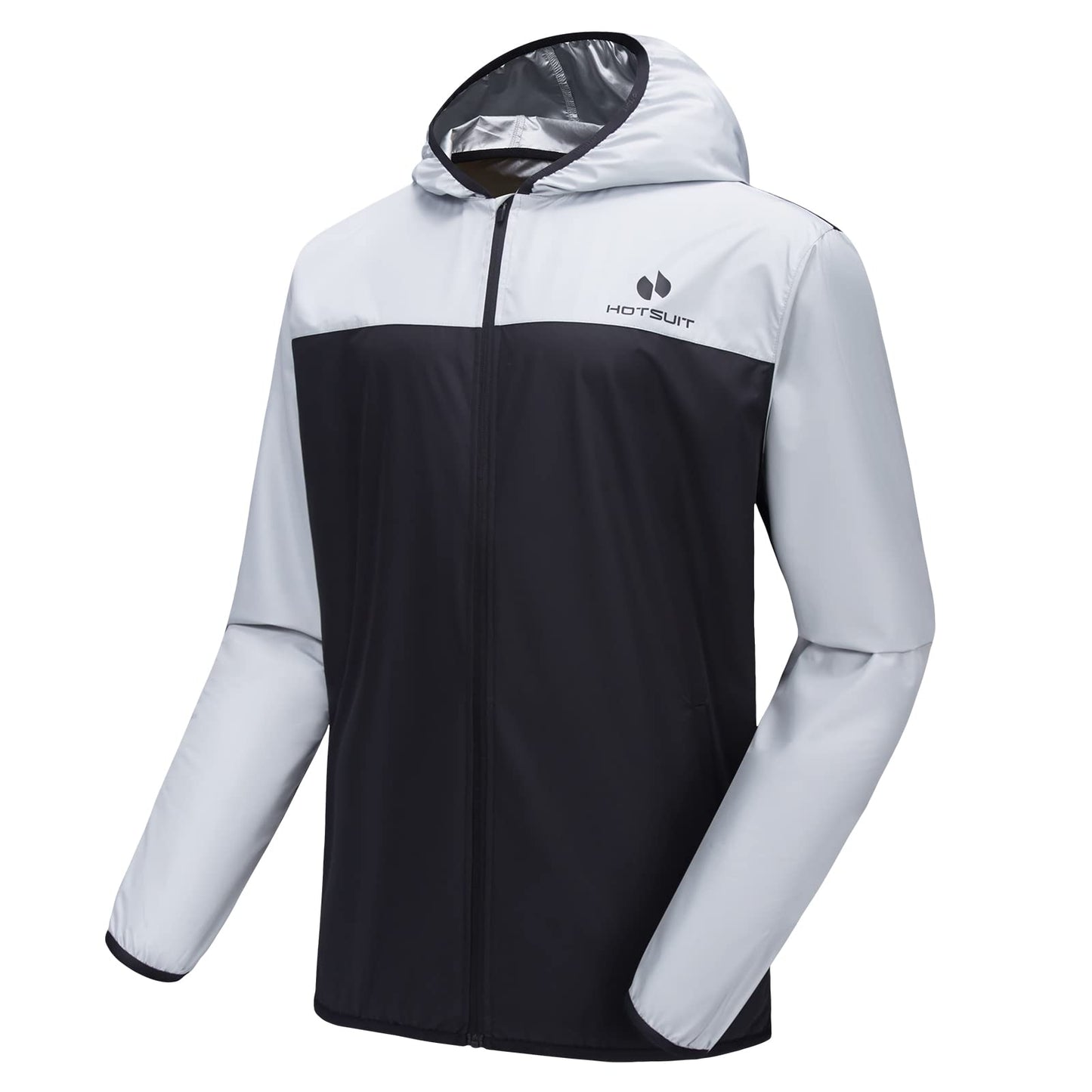 HOTSUIT Sauna Suit for Men Sweat Suits Gym Workout Exercise Sauna Jacket Zip, White, XL