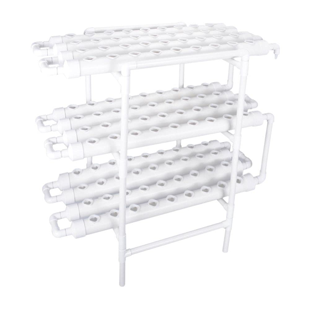 LAPOND Hydroponics Growing System Kit,108 Plant Sites 3 Layers Food-Grade PVC-U Pipes Hydroponic Grow Kit Gardening System with Water Pump, Timer,Net Pots and Sponge for Vegetables,Fruits,Herb