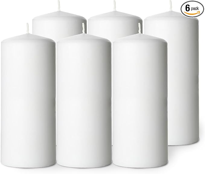 Unscented White Pillar Candle Bulk 3x6, 6 Pack, Long Lasting 70 Hour Burn, Wax Pillar Candles for Home Decor, Smokeless Dripless Candle for Dinner Table, Wedding, Bathroom