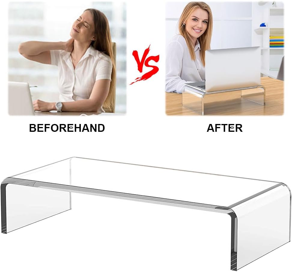 Generic Acrylic Monitor Stand Clear Monitor Riser Desk Laptop Stand Riser Laptop/PC/Multimedia Monitor Stand for Home