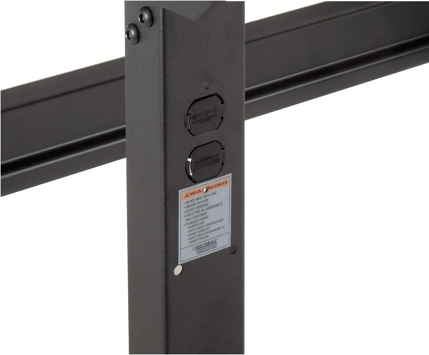Global Industrial Adjustable Height Workbench C-Channel Leg, 60" W x 30" D, 1-1/2" 12-Gauge Steel Top with Square Edge, 2000 Lbs. Capacity, Black, Industrial Workbench