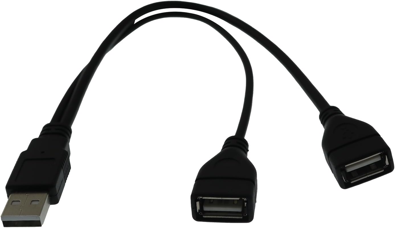 YTgilo 2PCS 30CM USB One to Two Car Splitter Female Adapter Cable Charging Data Extension Cable Y Splitter Hub Power
