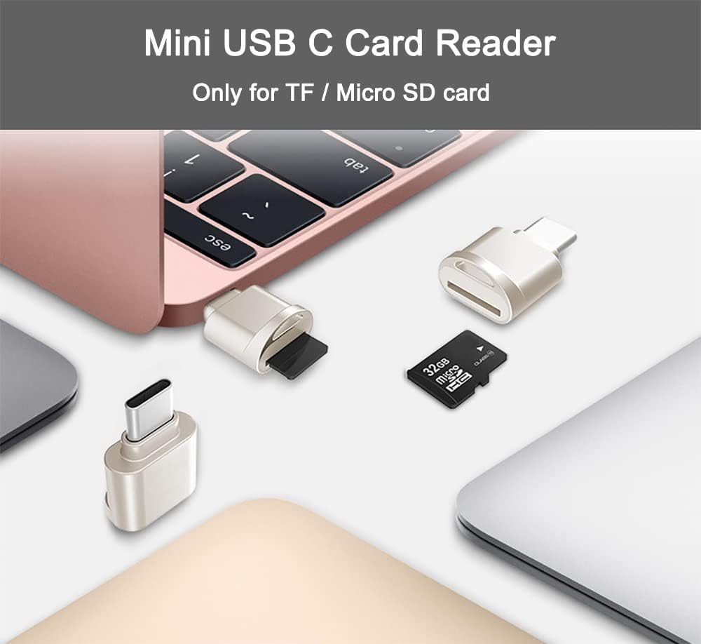 Mepsies 17/16/15, Micro SD Card Reader, USB C to SD Card Reader, Type C TF Memory Card Reader with USB C to USB