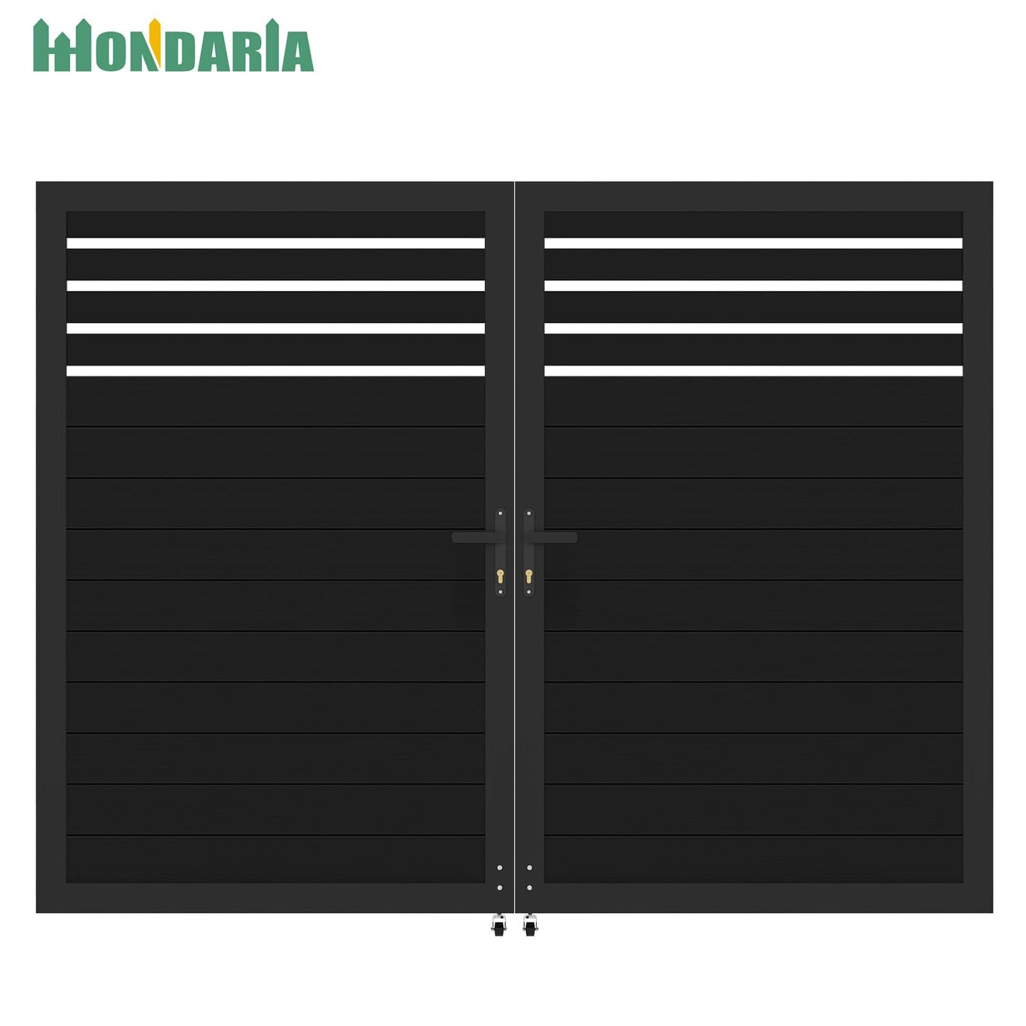 Mondaria Aluminum Double Fence Gate, 6FT H x 8FT W Outdoor Driveway Privacy Gate with Heavy Duty Metal Frame, Rustproof Powder-Coated Gate with Lockable Handle Kit, Semi-Privacy (Posts Not Included)