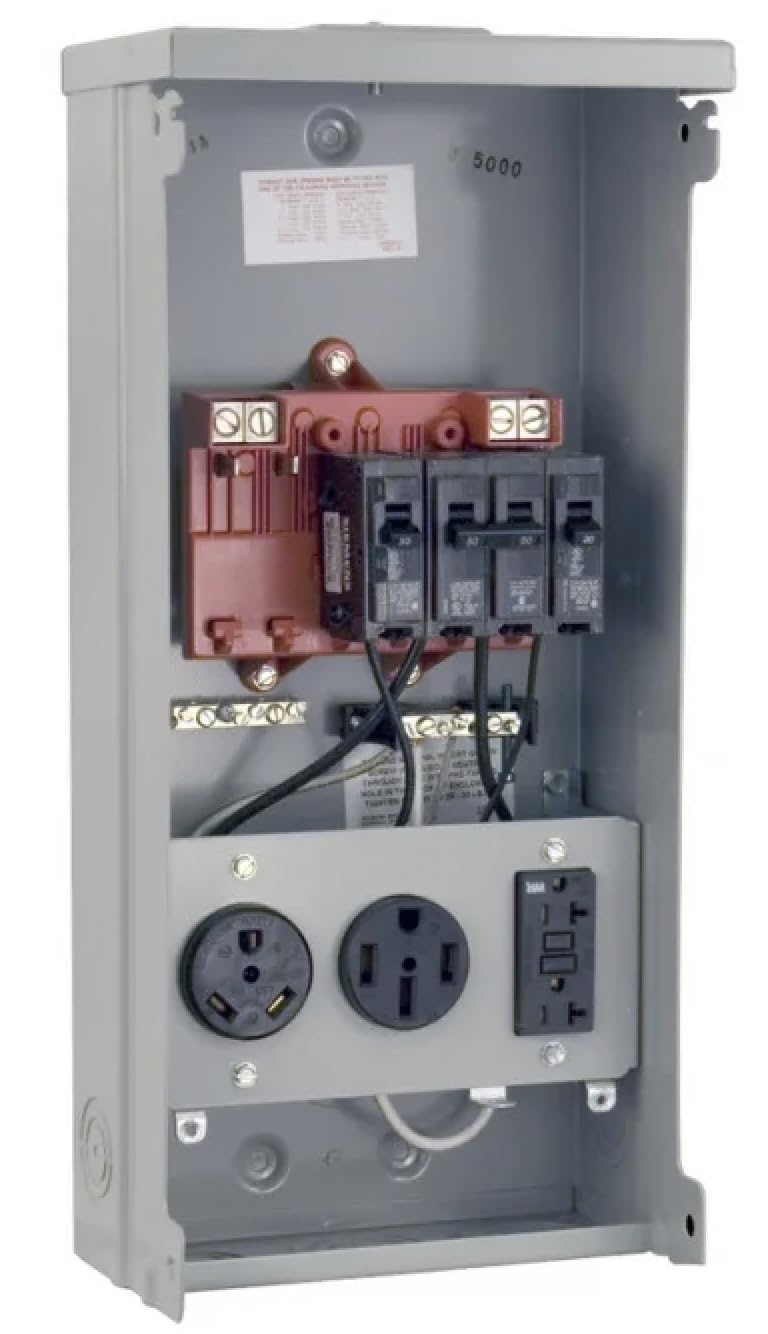 Temporary Power Outlet Panel with 20, 30, and 50-Amp Receptacles, Unmetered