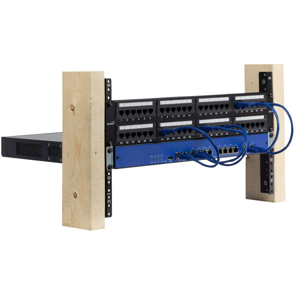 NavePoint 20U Vertical Rack Rail Pair DIY Kit with Hardware, Black