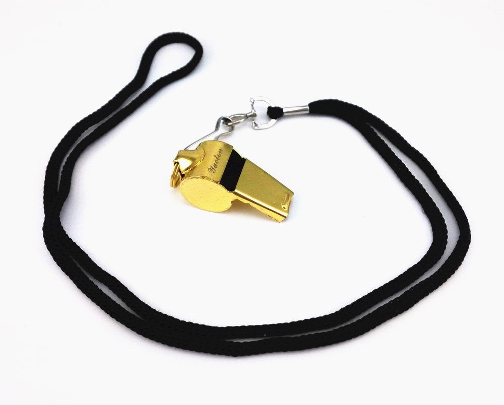 yueton Copper Loud Sport Coach Emergency Whistles with Lanyard, Pack of 6 (Golden)