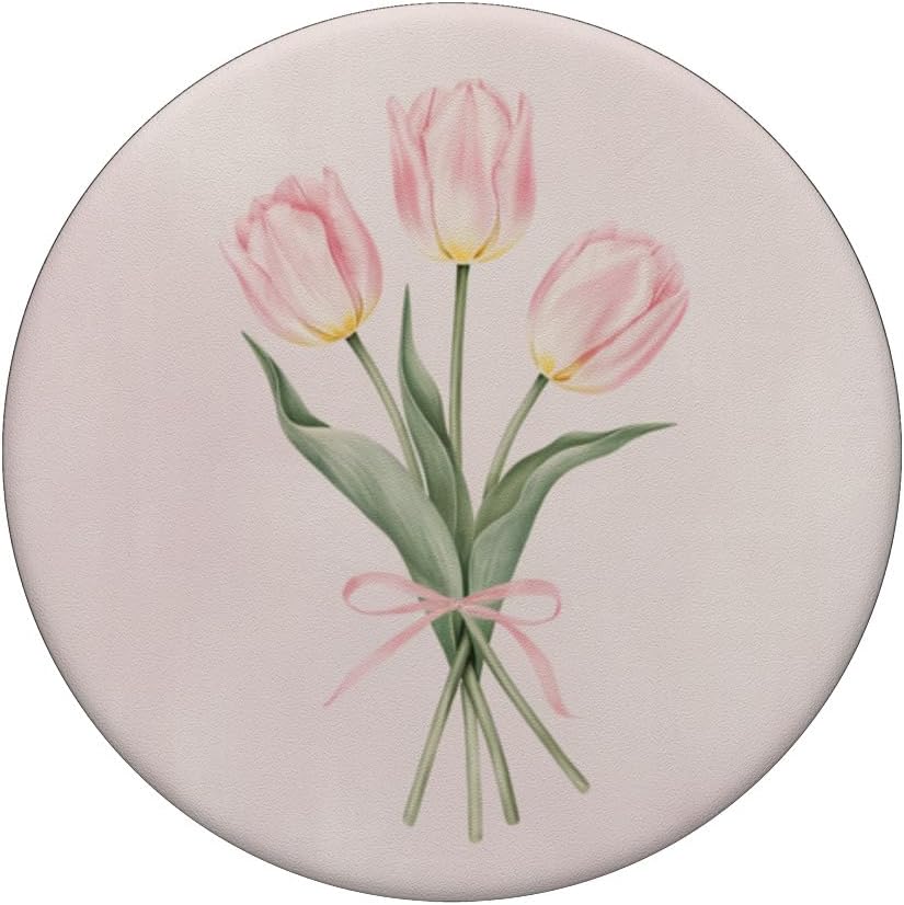 Aesthetic Pastel Floral Tulip Design Aesthetic Floral Pink Tulip Bouquet Pastel PopSockets Adhesive PopGrip