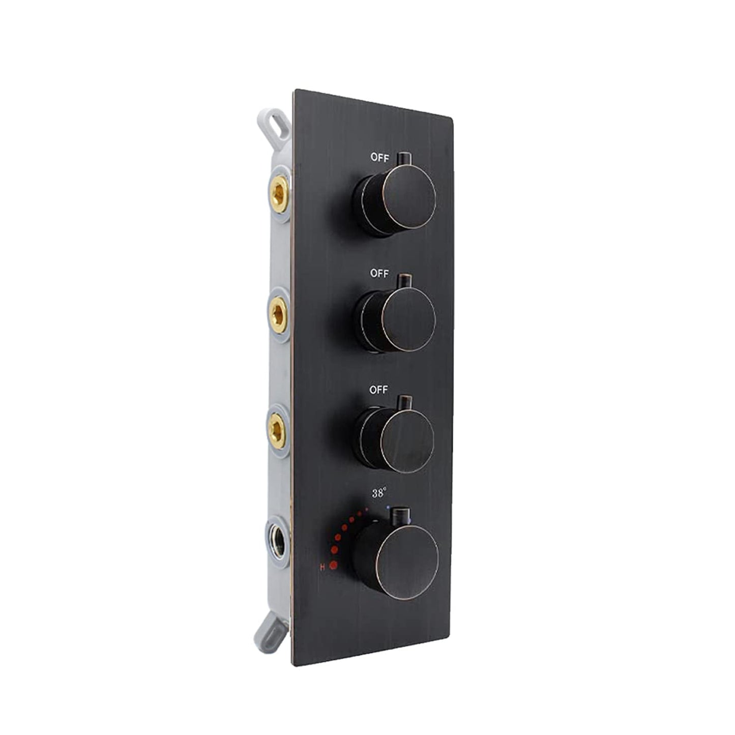 Modern Thermostatic 4 Handles Shower Diverter Valve, Concealed Brass 3 Outlets Mixer Mixing Shower Valve Rough-in Faucet Valve Kit Can Control Flow, Oil-Rubbed Bronze Finish