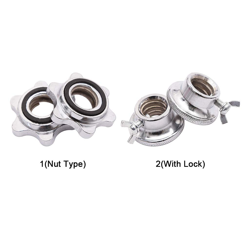 CALIDAKA 2pcs Standard Barbell Spin-Lock Collars Screw Clamps 0.91" Diameter Rubber Steel Anti-Slip Spin-Lock Collars for Dumbell Weight Lifting