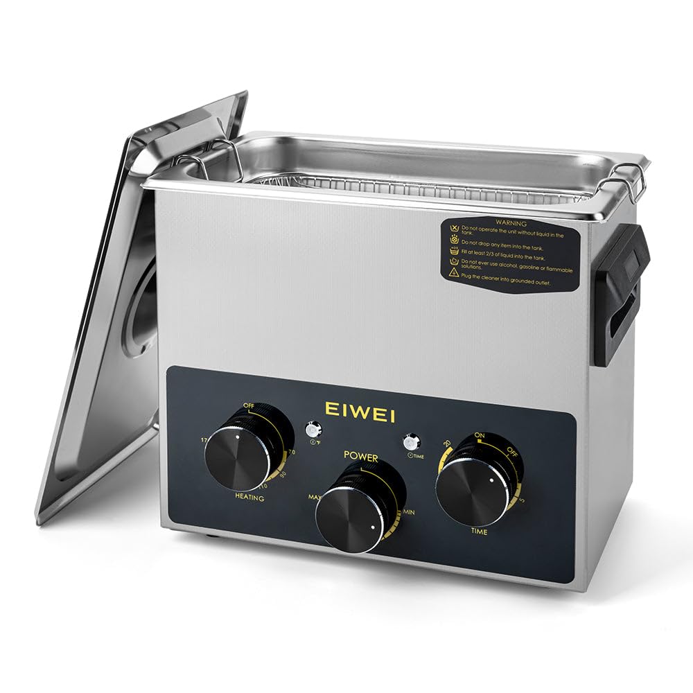 EIWEI 3L Ultrasonic Cleaner Professional Power-Adjustable Knob Jewelry Cleaning Machine with Heater Timer for Carburetor, Jewelry, Glasses, Dentures, Circuit Boards, Automotive Parts