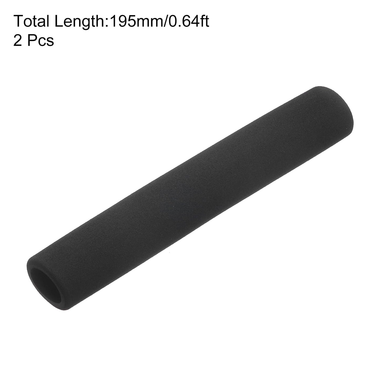 uxcell 2pcs Foam Tubing for Handle Grip Support, Pipe Insulation, 25mm(1 Inch) ID 35mm OD 195mm Black