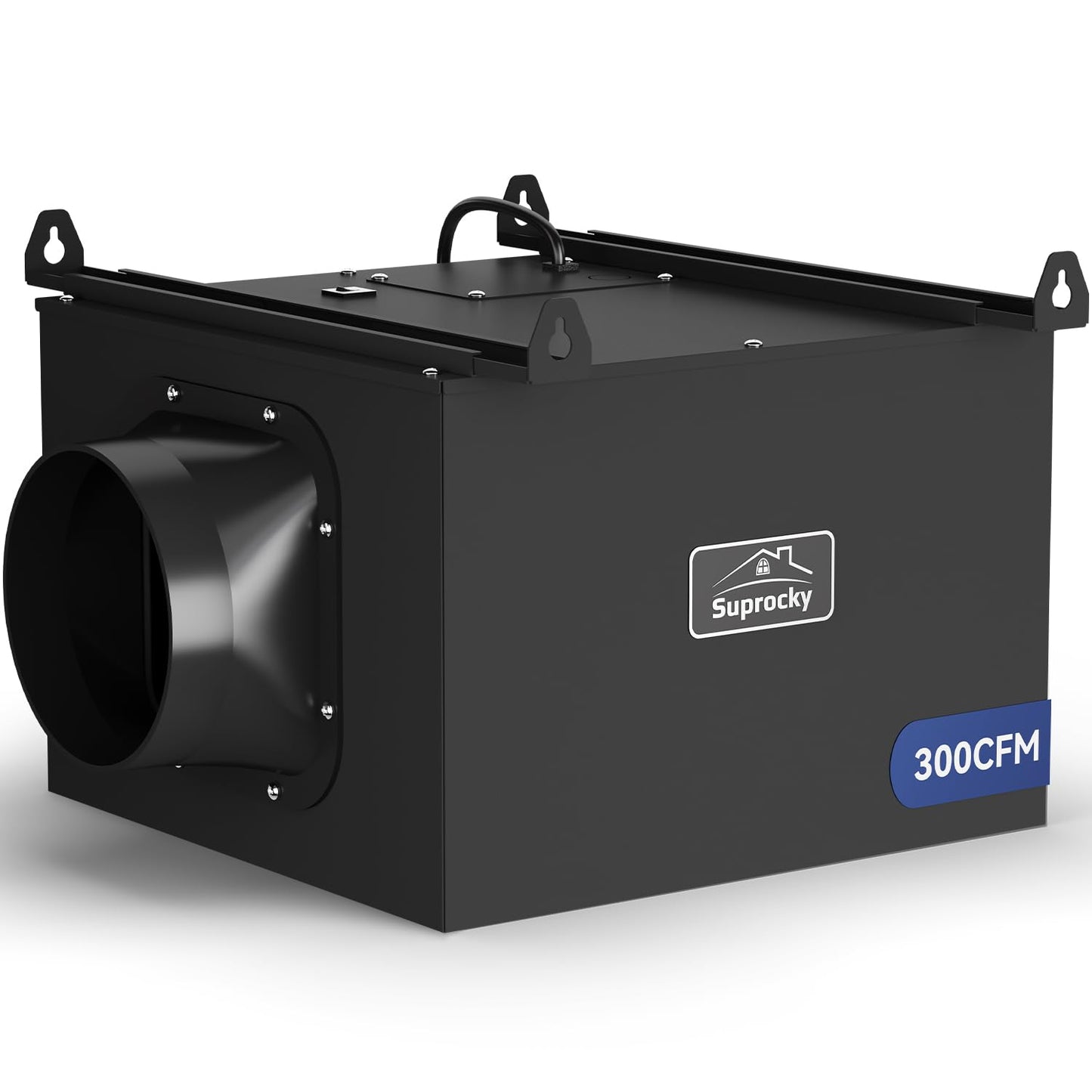 SUPROCKY Ultra Quiet Bathroom Exhaust Fan, Remote Mount In Line Fan, Exhaust Ventilation Fan for Bathroom, Kitchen, Garage and Residential Ventilation, Black, 300CFM