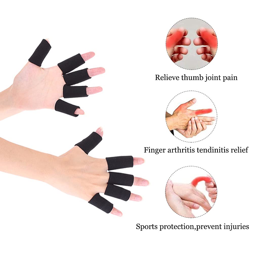 Finger Arthritis Sleeves (30Pcs), Elastic Thumb Splint Brace Support Protector Finger Compression Sleeve for Arthritis Joint Pain Relief, Breathable Fingers Tape for Triggger Fingers Sports Aid Support