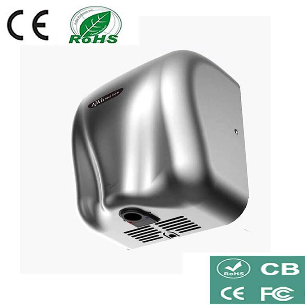 AjAir® 2 Pack Heavy Duty Commercial 1800 Watts High Speed Automatic Hot Hand Dryer - Stainless Steel
