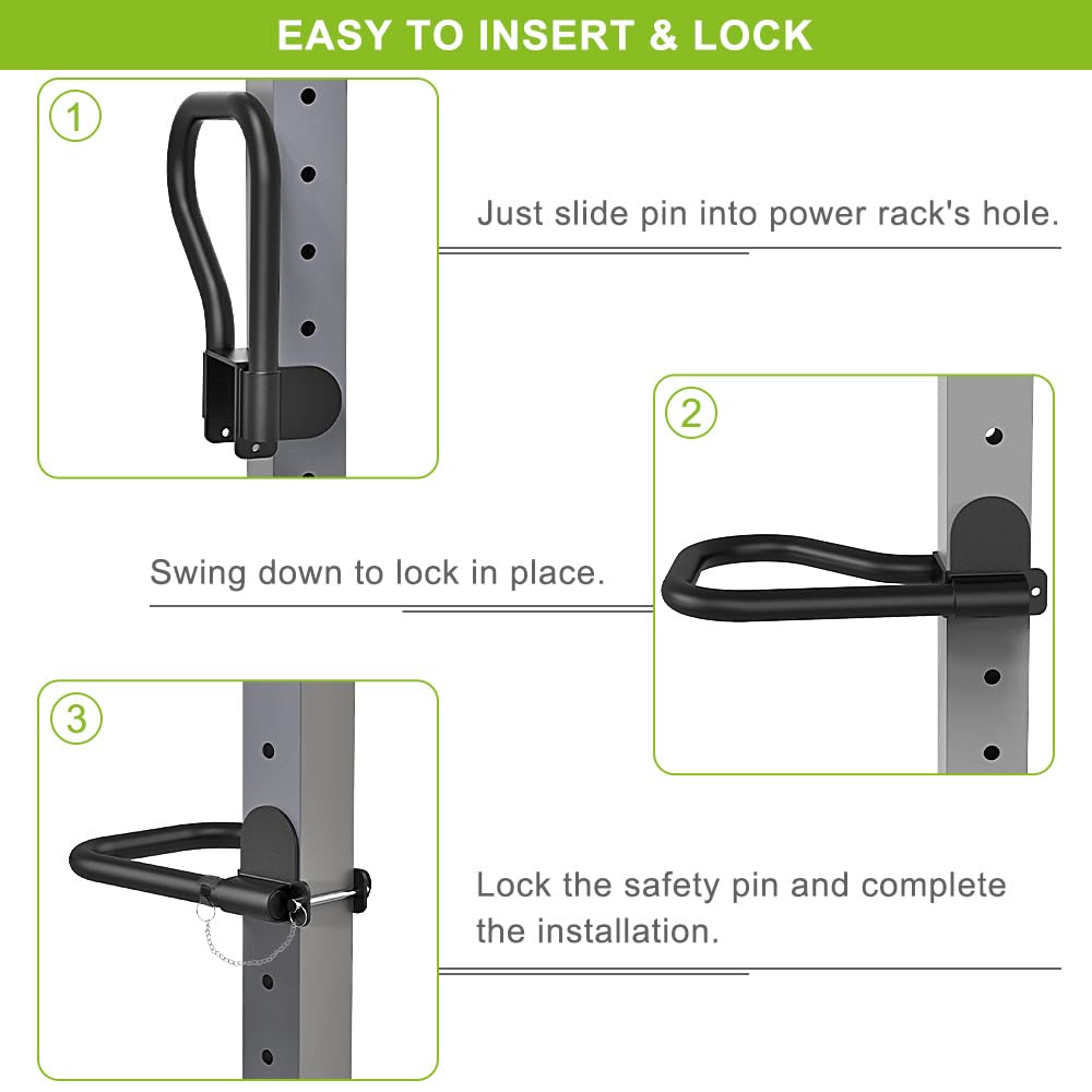 SELEWARE Dip Bar Attachment for 3" x 3" with 1" or 5/8" Hole Power Cage Squat Rack, Set of 2 Heavy Duty Steel Dip Handles with Safety Pin, Multi Grip Positions for Home Gym Strength Training