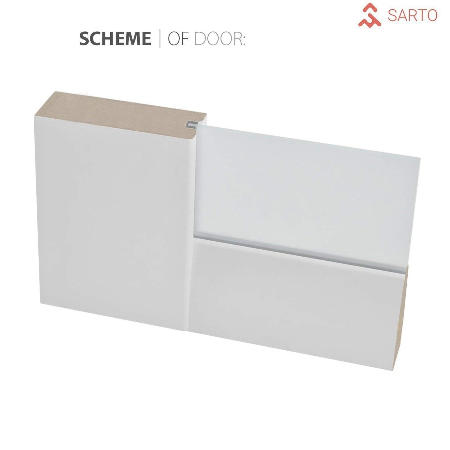 SARTODOORS Quadro 4002 | Interior Single Sliding barn Door with Frosted Glass, MDF, 28x84, White, Modern Style | Hardware Included