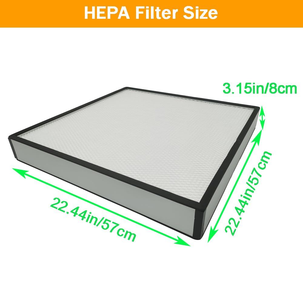 EQCOTWEA High Efficiency HEPA Filter Replacement FFU Aluminum Fan Filter Unit for Laminar Flow Hood 22.44x22.44x3.15inch Class 100 Cleanliness HEPA Filter