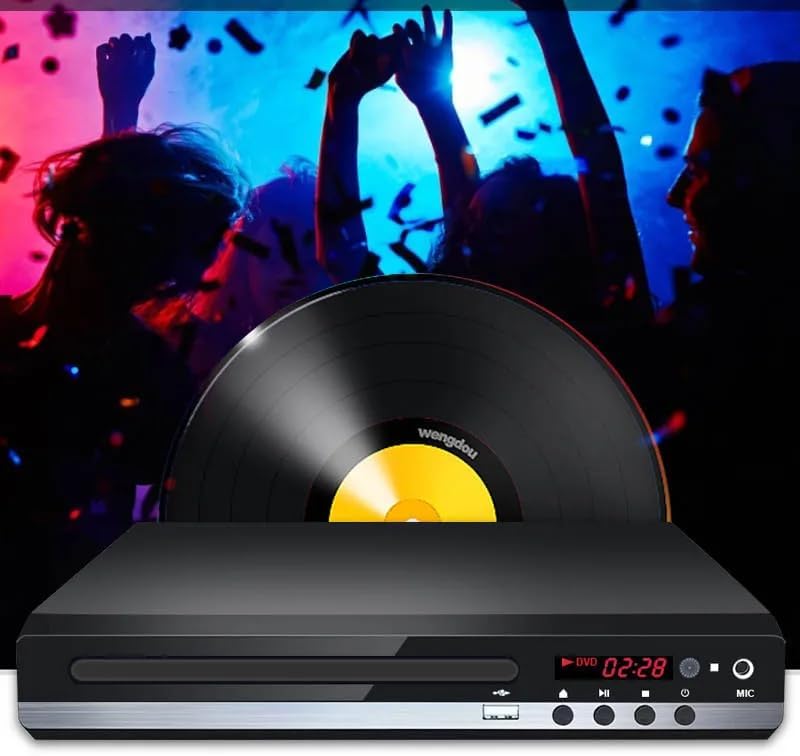 X W EI UNION 128G Home DVD Player TV CD Player Compact DVD Player Supports NTSC/PAL System with RCA Stable Outputs/USB