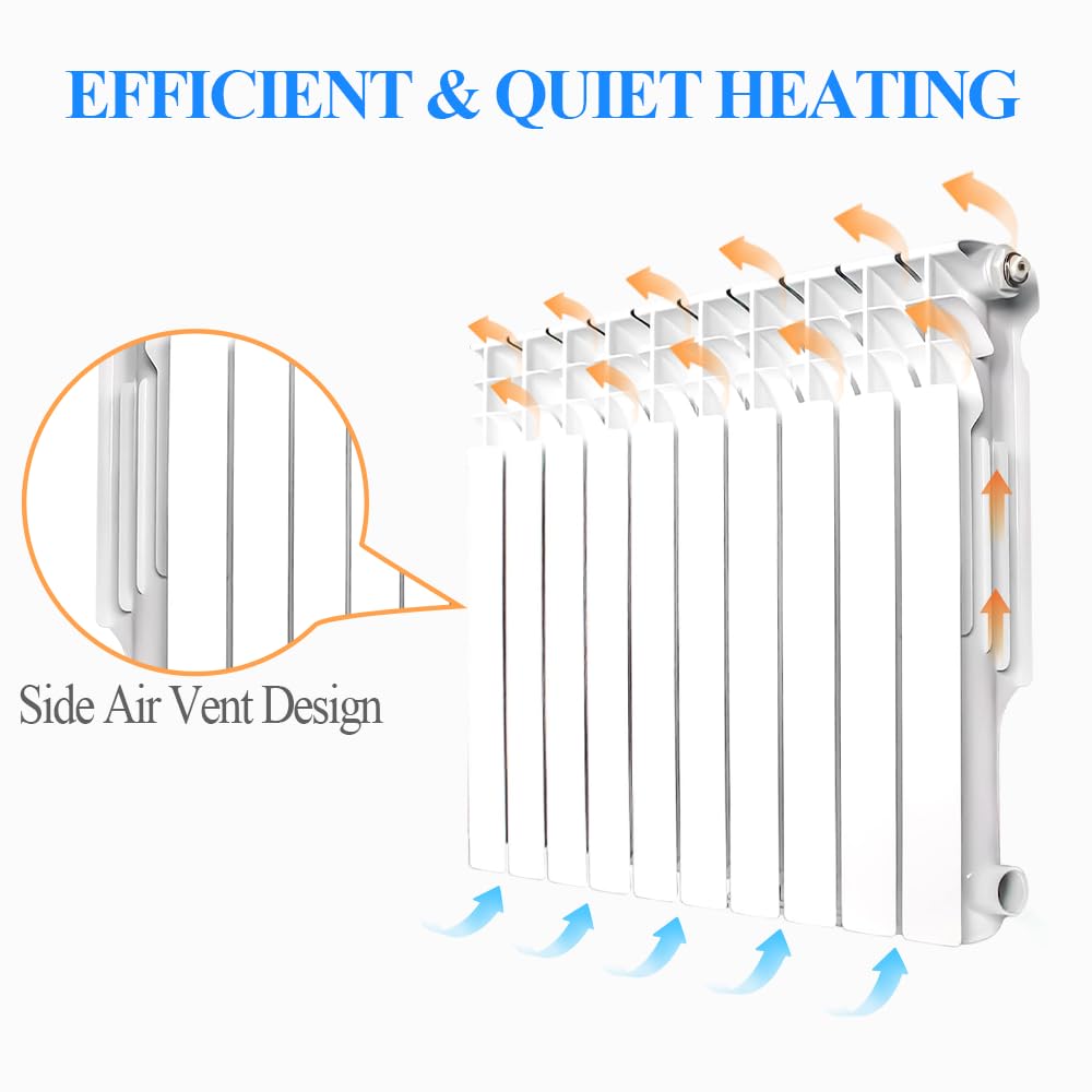 AB Wall-mounted Radiator Heater with 10 Panels, Light Weight Aluminum Hot Water Radiator for Kitchen, Bedroom and Greenhouse