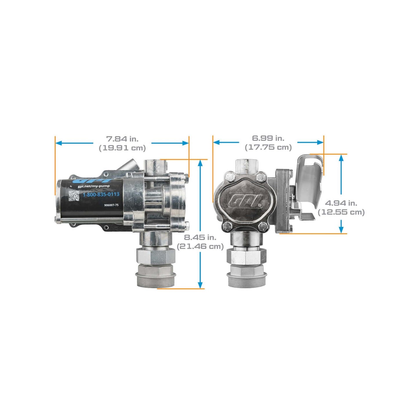 GPI - EZ-8 Fuel Transfer Pump, Manual Shut-Off Nozzle with Spin Collar, 8 GPM, 12 Volt (137100-05)
