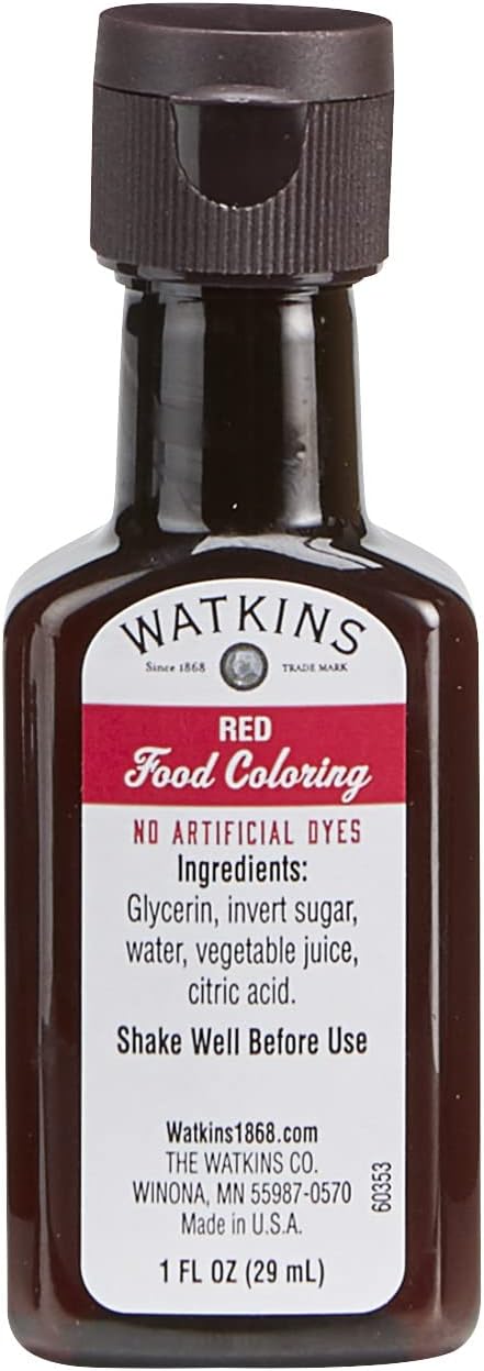 Watkins All Natural Food Coloring - Vibrant Red, 1 Fl Oz | Pack of 12 for Baking and Crafts