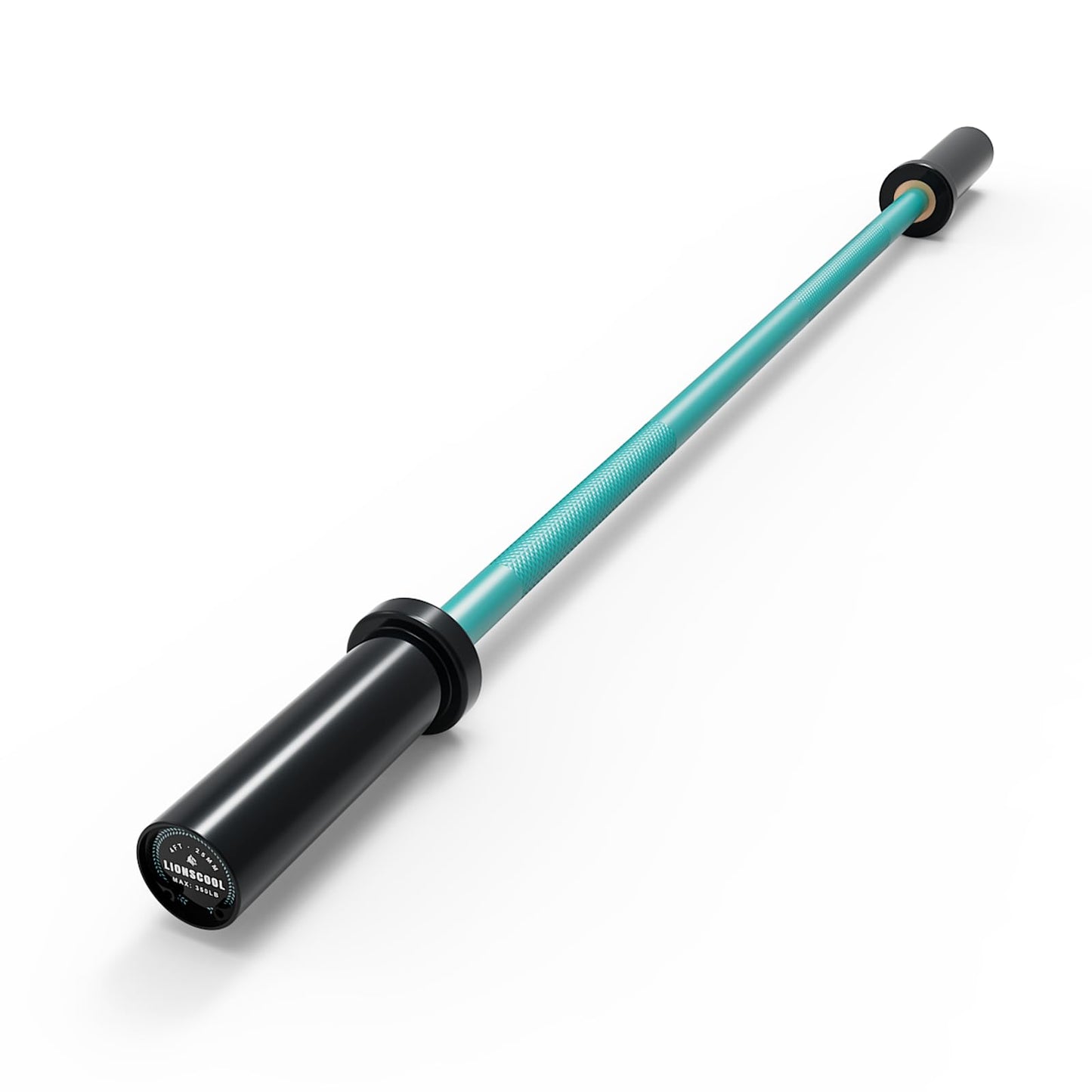 LIONSCOOL Premium 4ft/4.9ft/6ft Barbell for Strength Training and Olympic Weightlifting, 2 Inch Weight Bar for Squats, Curls, Deadlifts, Presses, Hip Thrusts, 350lbs/500lbs Capacity (Turquoise & Black, 4 ft)