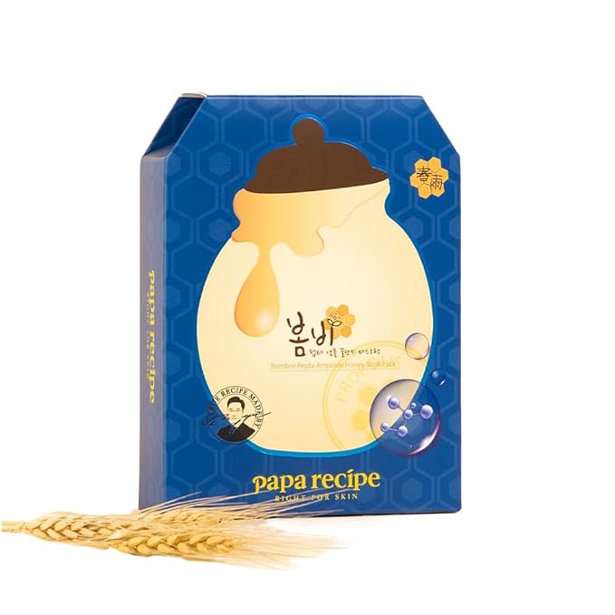 Papa Recipe Bombee Pepta Honey Mask 10 Pack ??Hydrating Sheet Mask with 6 Types of Hyaluronic Acid and Honey Propolis Complex ??Korean Skincare