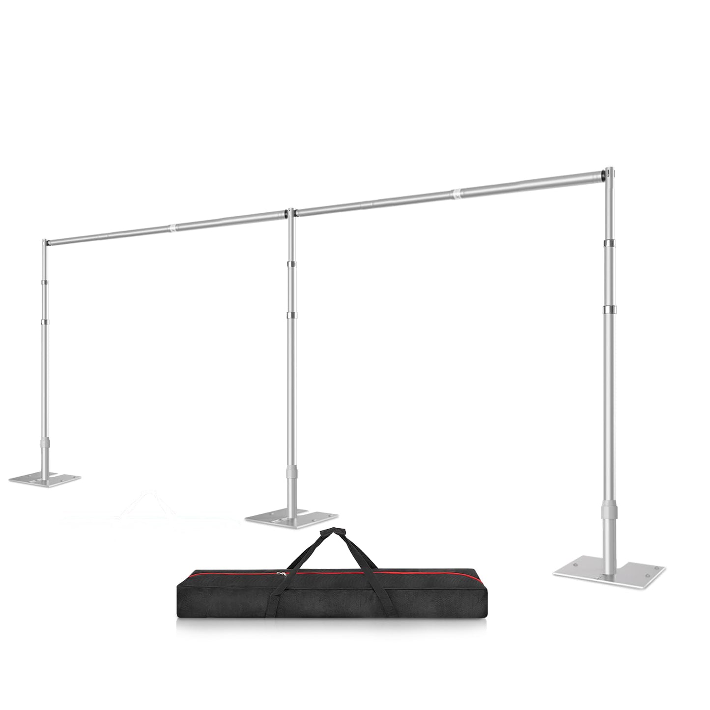 Fotoumgl 10x20 Pipe and Drape Stand Kit, Heavy Duty Backdrop Stand Adjustable, Sturdy Metal Back Drop Decoration Frame with Flat Base for Parties, Flower Wall, Wedding, Event,Trade Shows, Photo Shoot