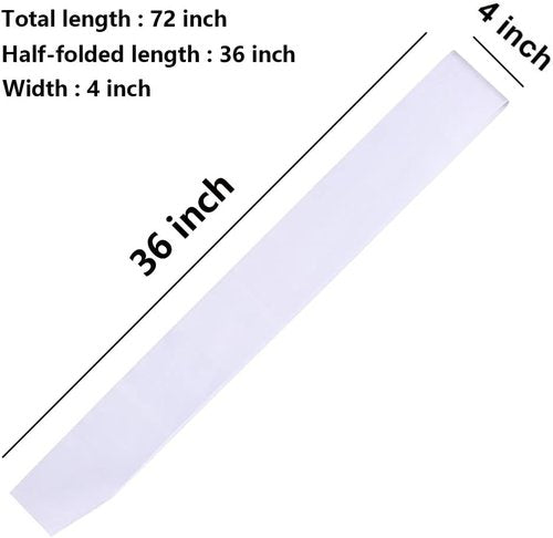 DJDZ Satin Sash - 4 Pack White Blank Party Accessories for Weddings & DIY Designs