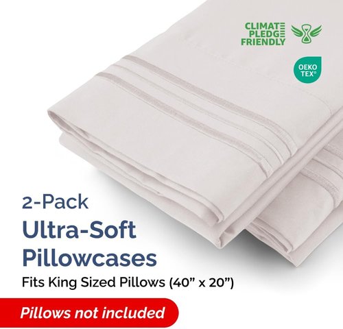 King Pillow Cases by [Brand Name] - Ultra Soft Hotel Quality Covers | Wrinkle-Free & Fade Resistant - Light Grey, Set of 2