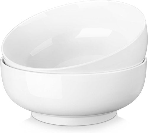 MALACASA Extra Large Serving Bowls Set of 2 - 114 OZ Porcelain White Bowls for Salad, Soup & Pasta