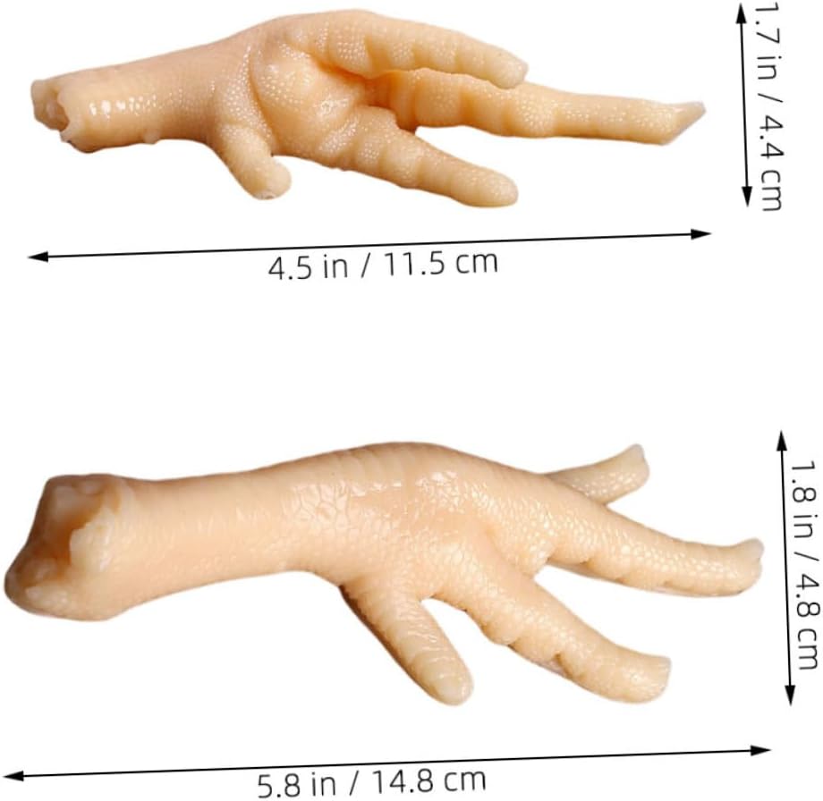2 5.83X1.89X1.18 Inch SHOWERORO Chicken Feet Model Pcs Realistic Faux Chicken Toe Simulated Food Prop for Kitchen Decor