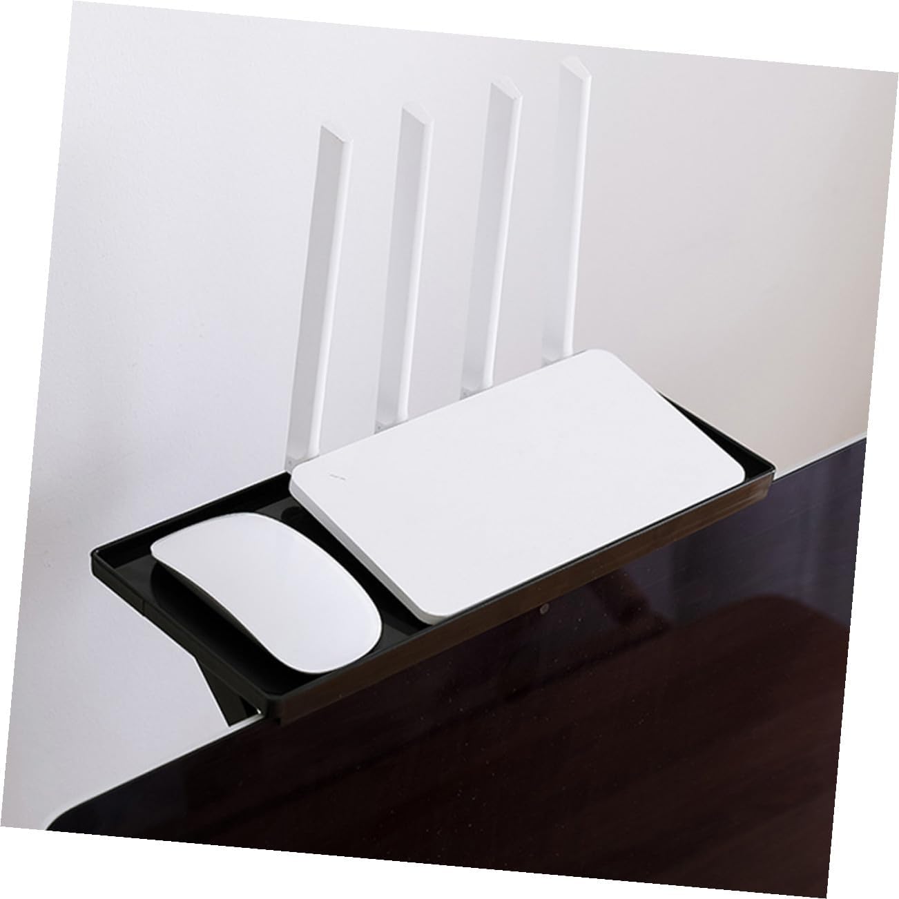 Wall-Mounted Black Monitor Shelf - Multifunctional Desktop Storage Rack