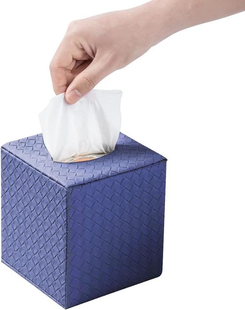 Blue Tissue Box Cover,Tissue Box Cover Square,Blue Tissue Box Holders,Tissue Holder for Bathroom Accessories,Bathroom Tissue Holders